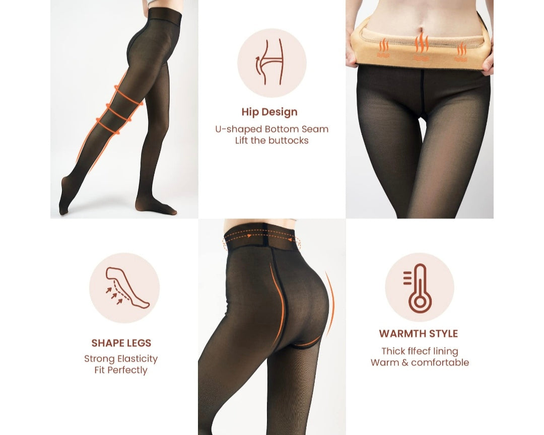 Premium Dual-Tone Fleece Warm Leggings | Ultra-Soft | High-Stretch | Winter Special ❄️