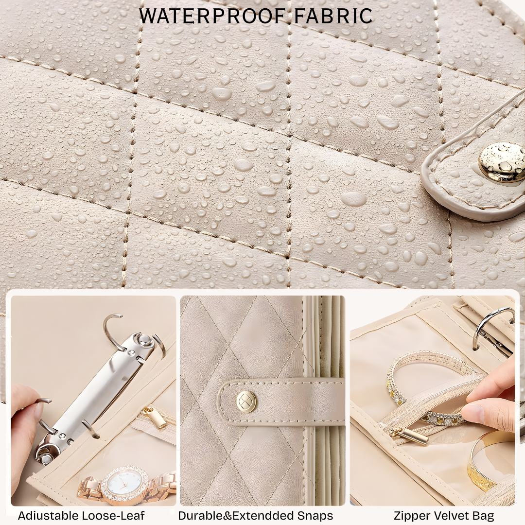 Premium Travel Jewelry Organizer Bag for Women | Foldable Portable Jewelry Storage Case | Anti-Tangle Chain & Earring Holder (Color➟Pink)